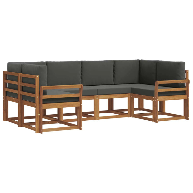 Outdoor Sofa Set 6 pcs Natural and Anthracite