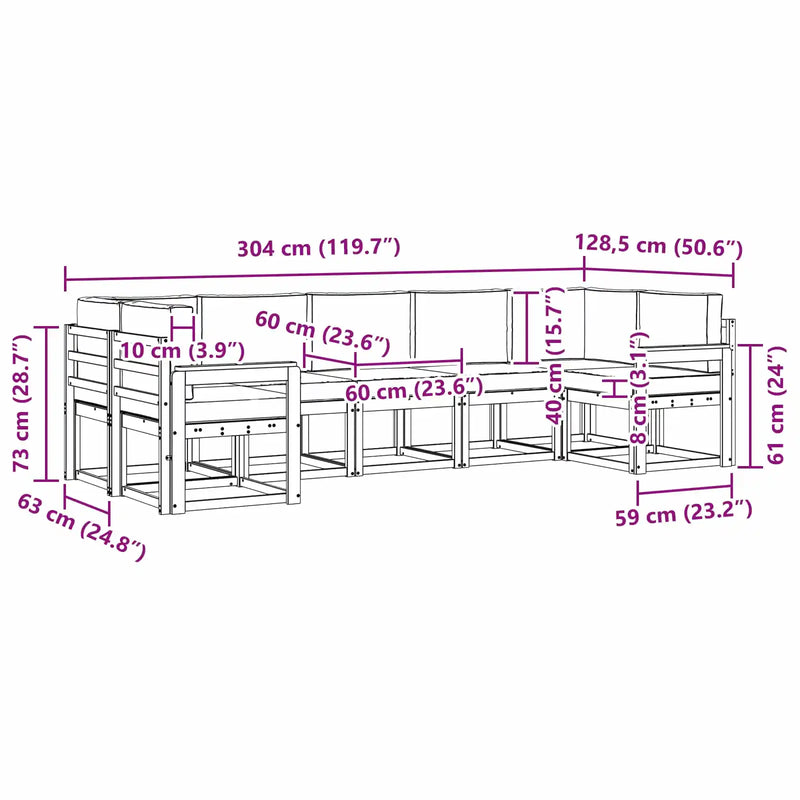 Outdoor Sofa Set 7 pcs Natural and Anthracite