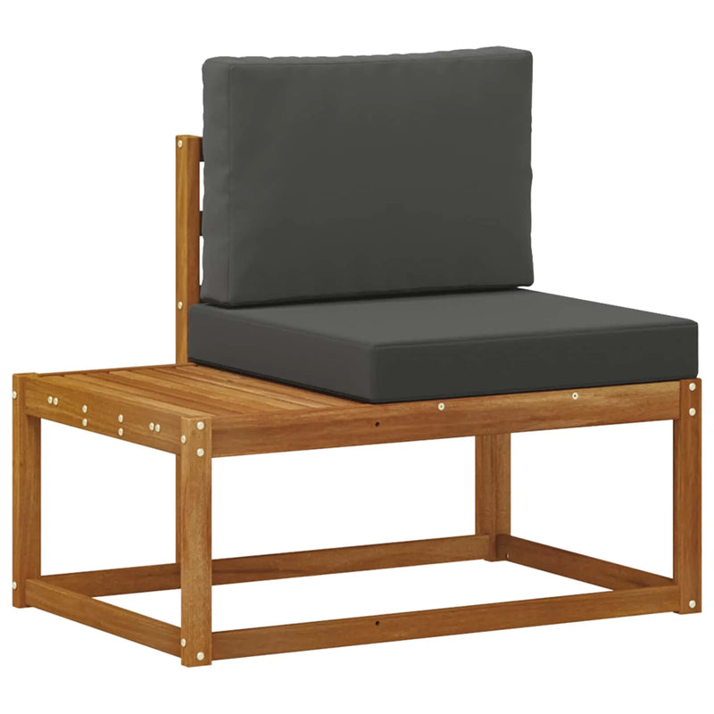 Outdoor Sofa Set 2 pcs Natural Solid Acacia Wood and Polyester