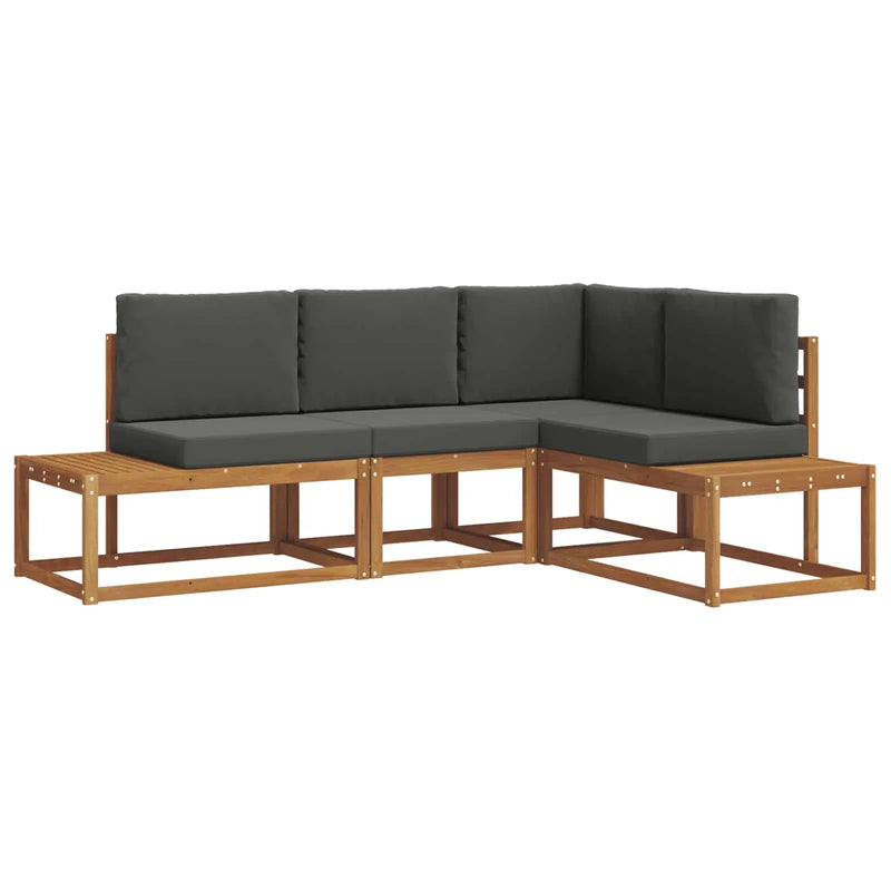 Outdoor Sofa Set with Cushion 4 Piece Natural and Anthracite