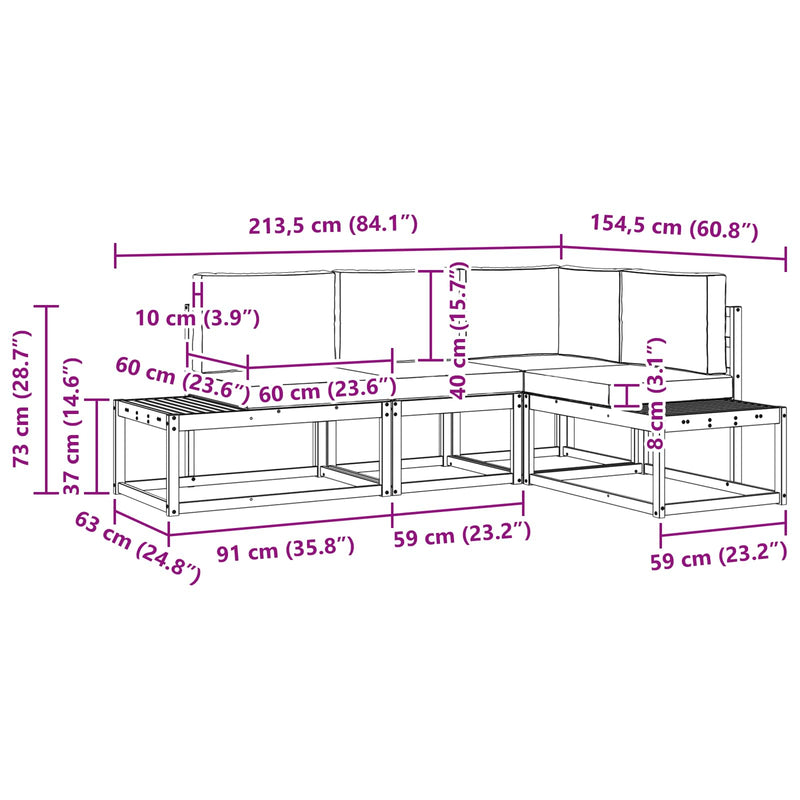 Outdoor Sofa Set with Cushion 4 Piece Natural and Anthracite