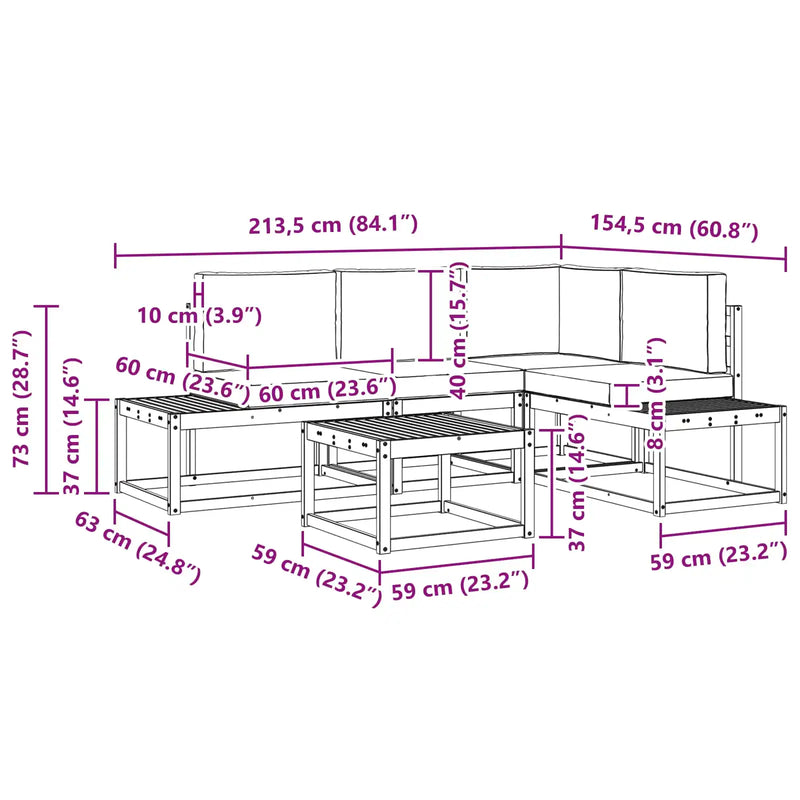 Outdoor Sofa Set with Cushion 5 Piece Natural and Anthracite