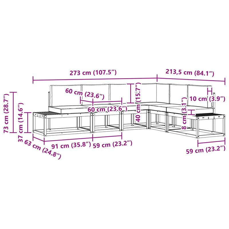 Outdoor Sofa Set with Cushion 6 Piece Natural and Anthracite