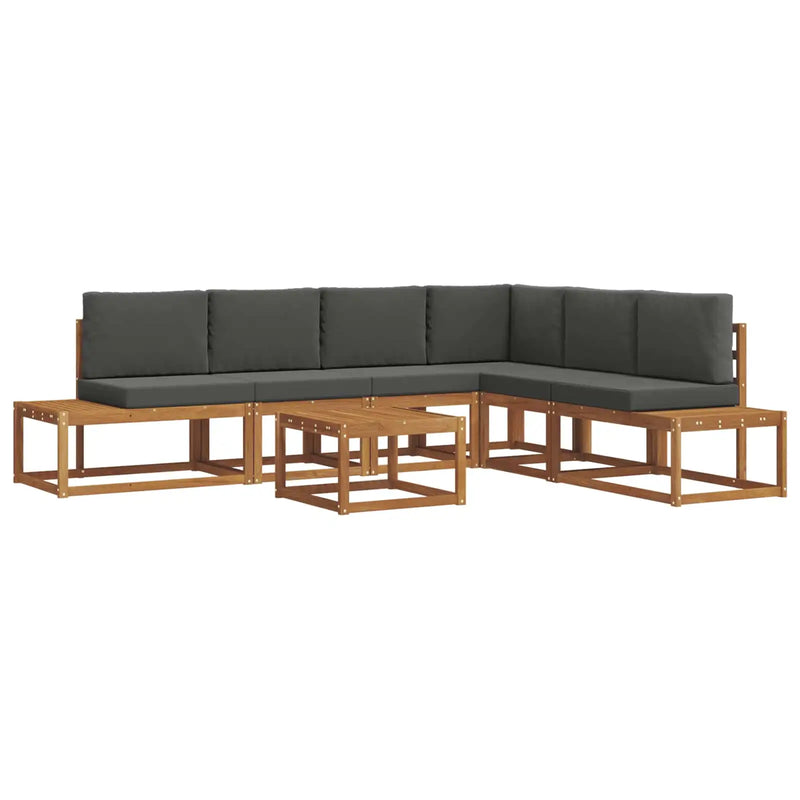 Outdoor Sofa Set with Cushion 7 Piece Natural and Anthracite