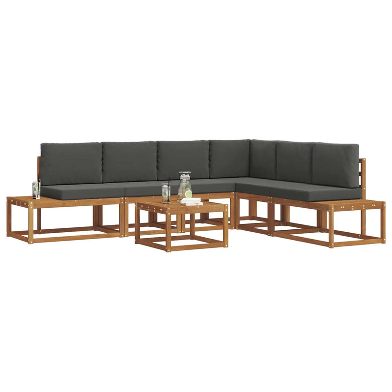 Outdoor Sofa Set with Cushion 7 Piece Natural and Anthracite