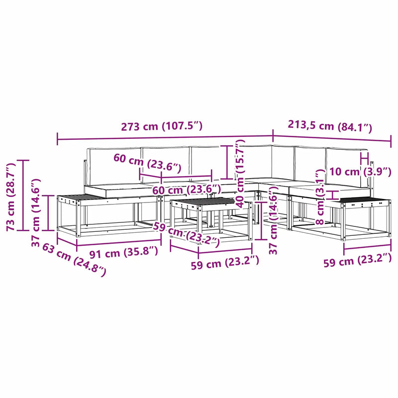 Outdoor Sofa Set with Cushion 7 Piece Natural and Anthracite