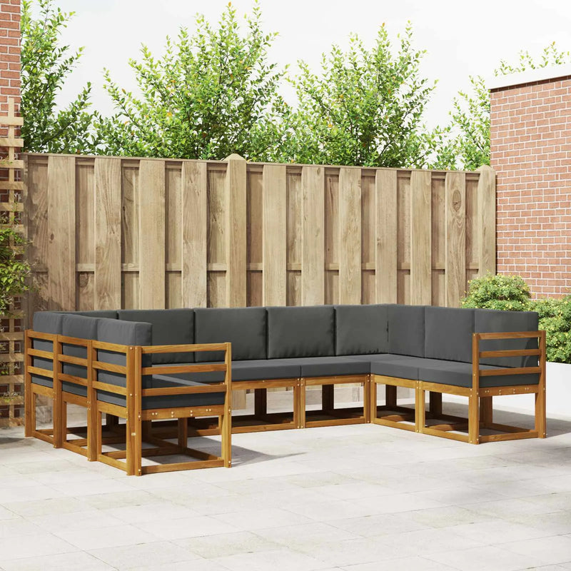 Outdoor Sofa Set with Cushion 9 pcs Natural and Anthracite