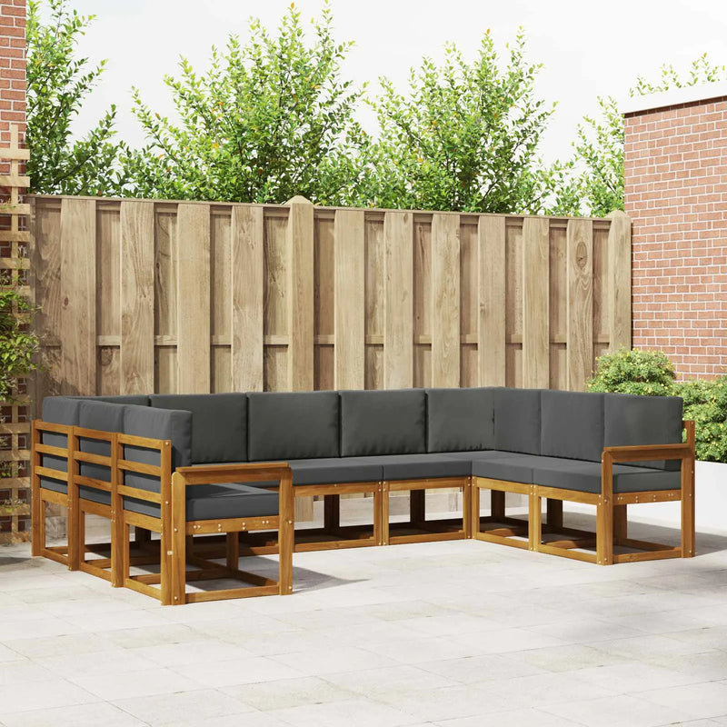 Outdoor Sofa Set with Cushion 9 pcs Natural and Anthracite