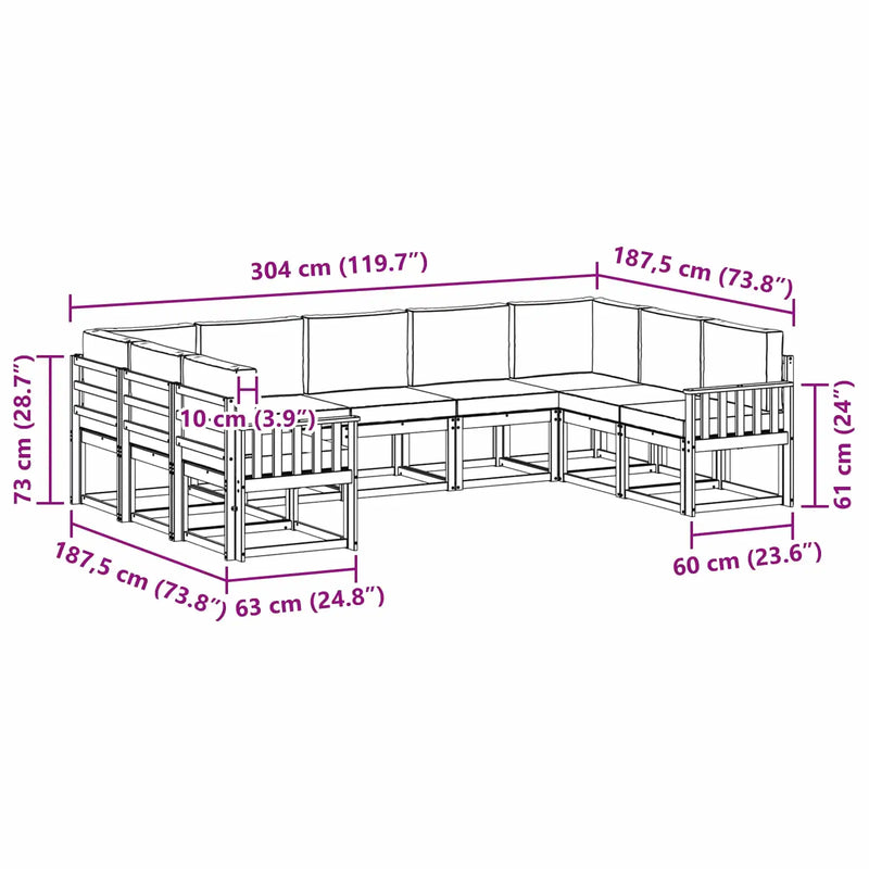 Outdoor Sofa Set with Cushion 9 pcs Natural and Anthracite
