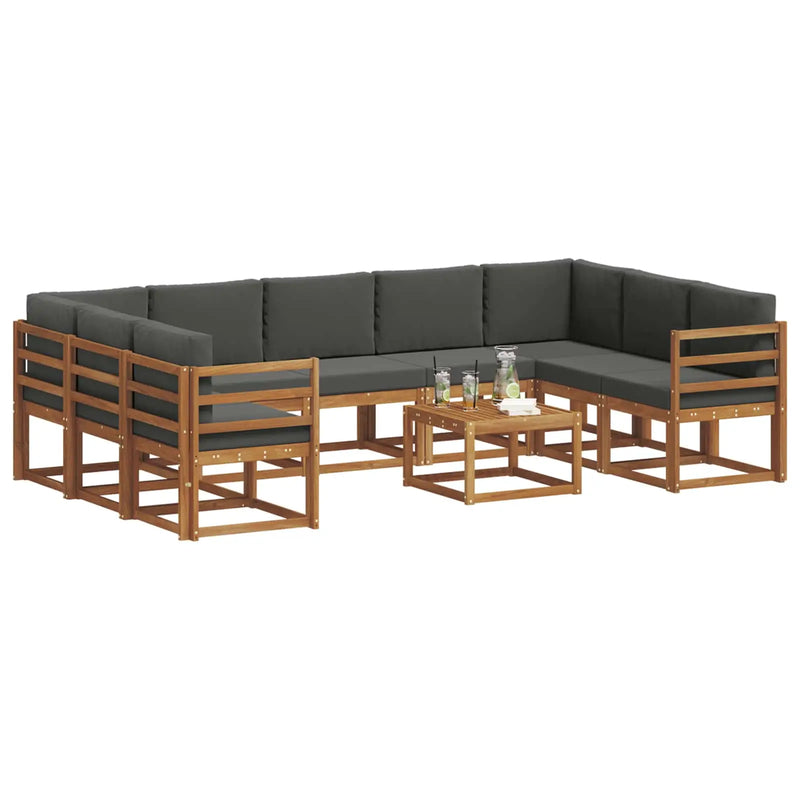 Outdoor Sofa Set with Cushion 10 pcs Natural and Anthracite
