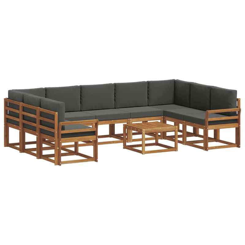 Outdoor Sofa Set with Cushion 10 pcs Natural and Anthracite