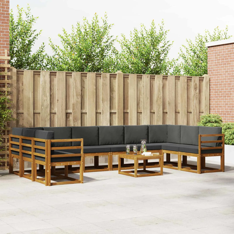 Outdoor Sofa Set with Cushion 11 pcs Natural and Anthracite
