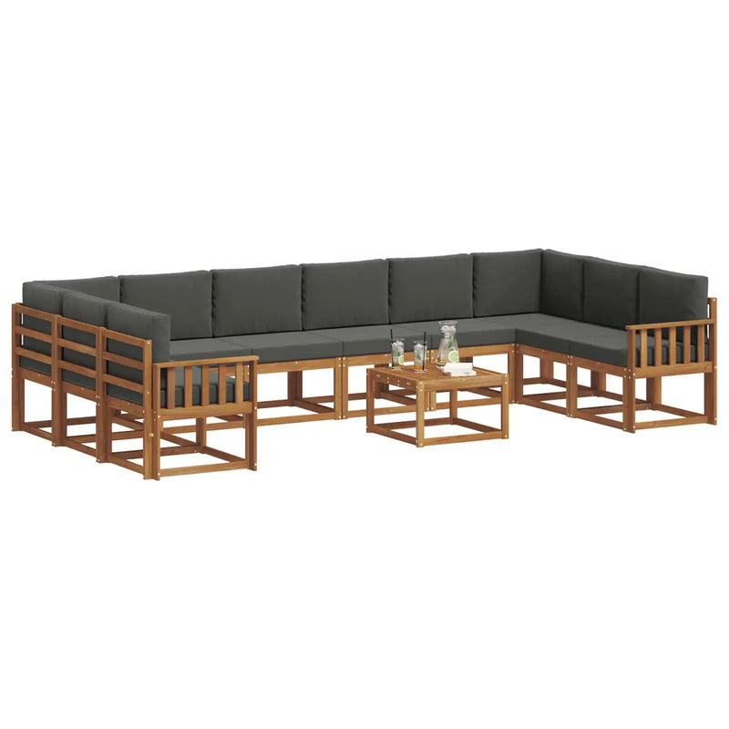 Outdoor Sofa Set with Cushion 11 pcs Natural and Anthracite