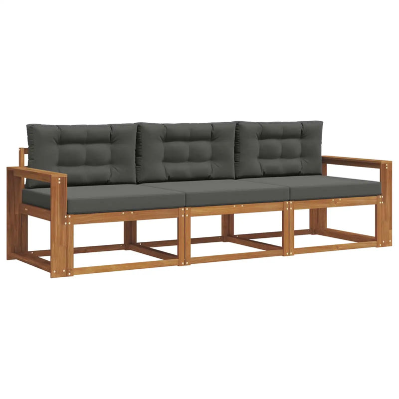 Outdoor Sofa Set with Cushion 3 pcs Natural and Anthracite