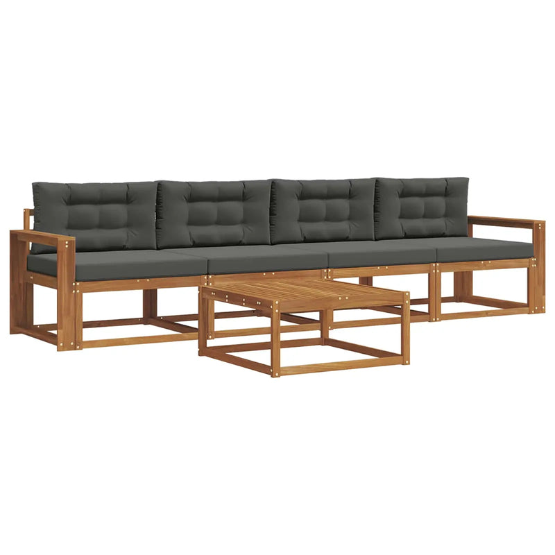 Outdoor Sofa Set with Cushion 5 pcs Natural and Anthracite