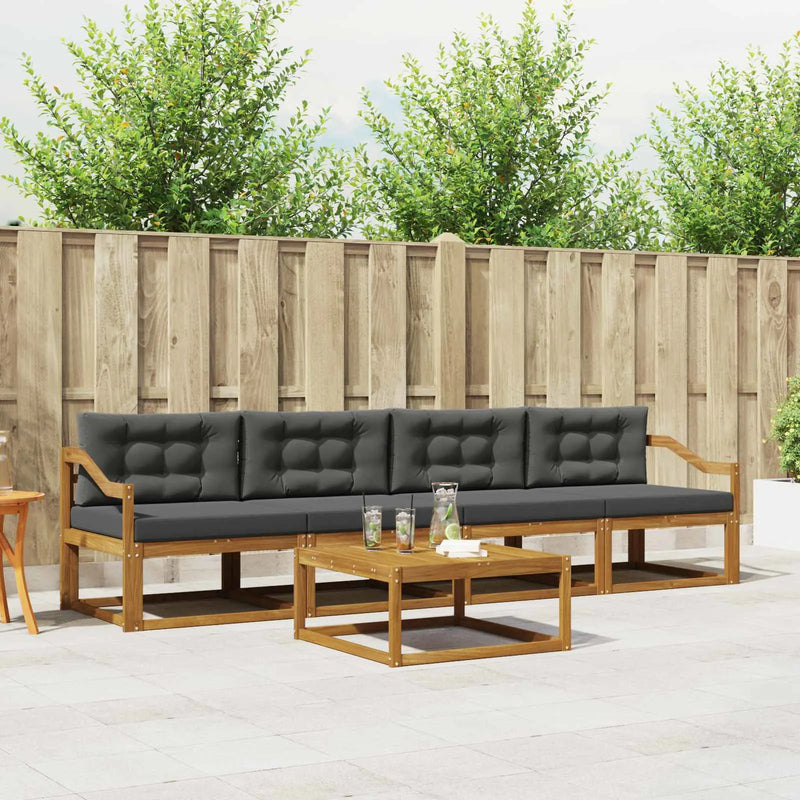 Outdoor Sofa Set with Cushion 5 pcs Natural and Anthracite