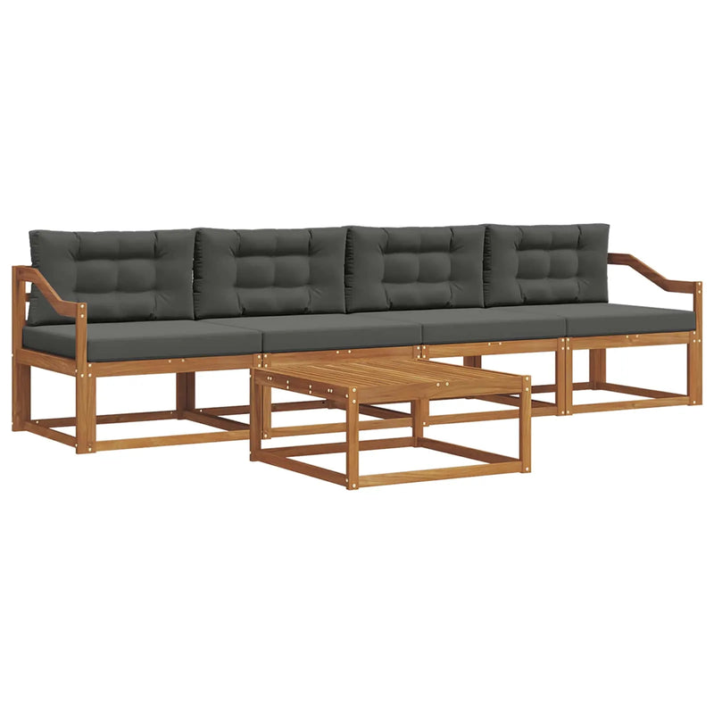 Outdoor Sofa Set with Cushion 5 pcs Natural and Anthracite