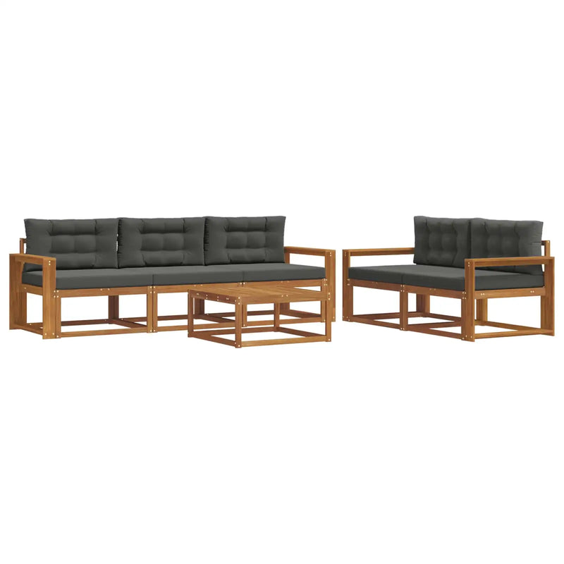 Outdoor Sofa Set with Cushion 6 pcs Natural and Anthracite