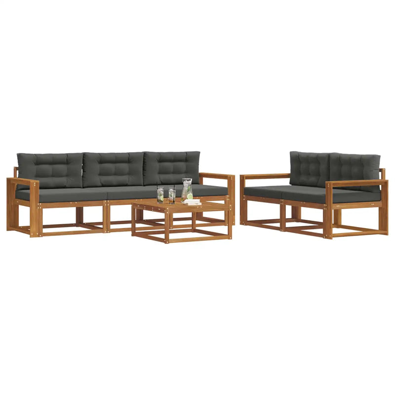 Outdoor Sofa Set with Cushion 6 pcs Natural and Anthracite
