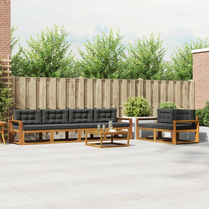 Outdoor Sofa Set with Cushion 7 pcs Natural and Anthracite