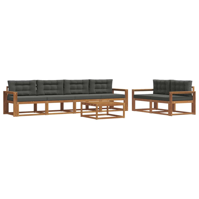 Outdoor Sofa Set with Cushion 7 pcs Natural and Anthracite