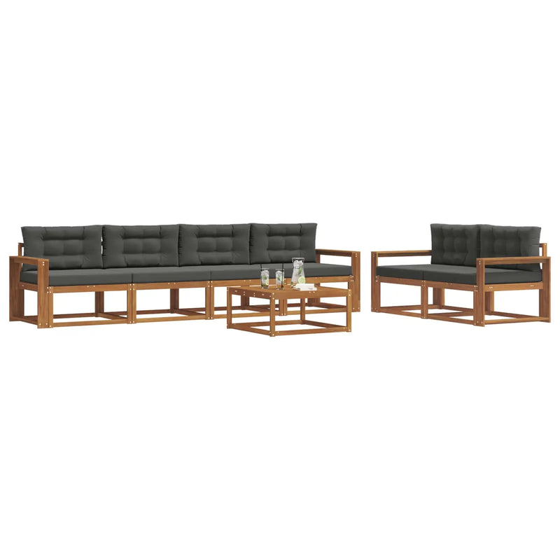 Outdoor Sofa Set with Cushion 7 pcs Natural and Anthracite