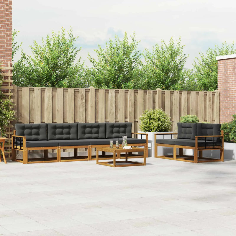 Outdoor Sofa Set with Cushion 7 pcs Natural and Anthracite