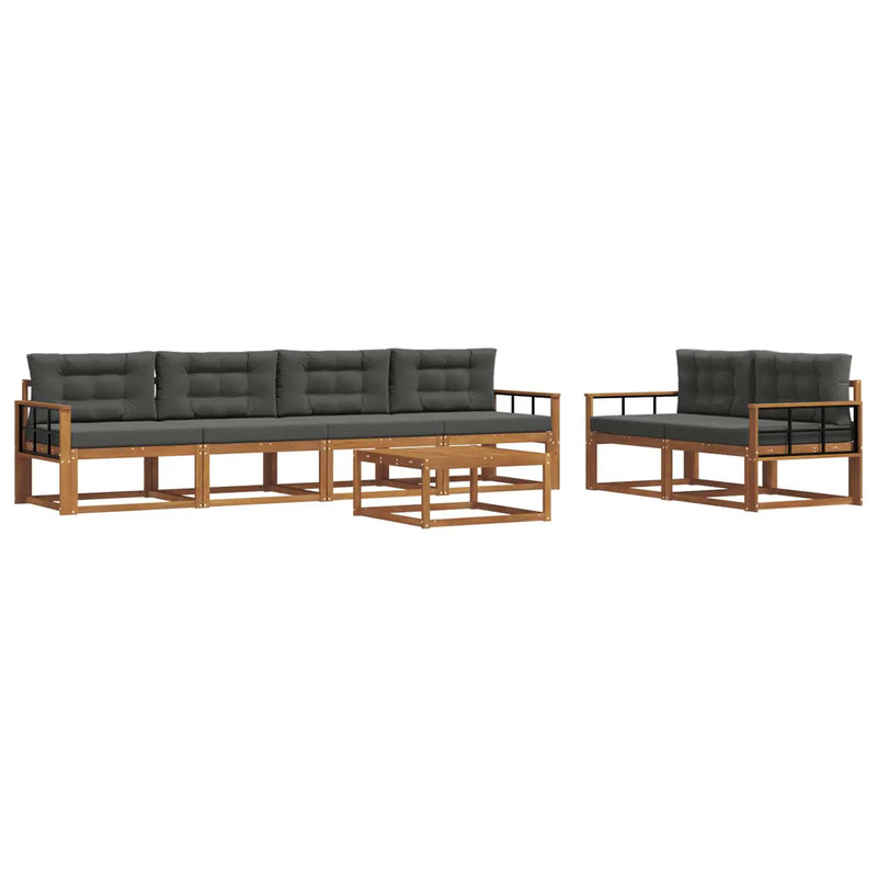 Outdoor Sofa Set with Cushion 7 pcs Natural and Anthracite