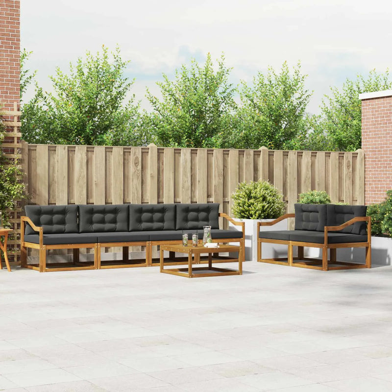 Outdoor Sofa Set with Cushion 7 pcs Natural and Anthracite