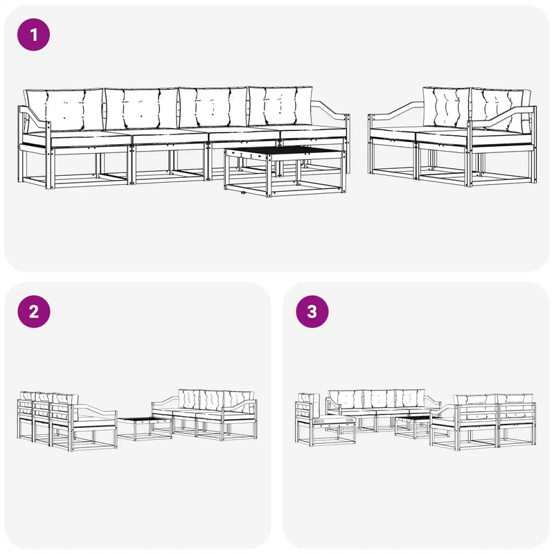 Outdoor Sofa Set with Cushion 7 pcs Natural and Anthracite