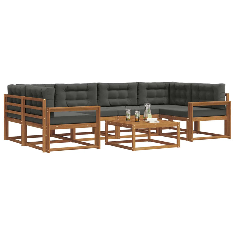 Outdoor Sofa Set with Cushion 7 pcs Natural and Anthracite