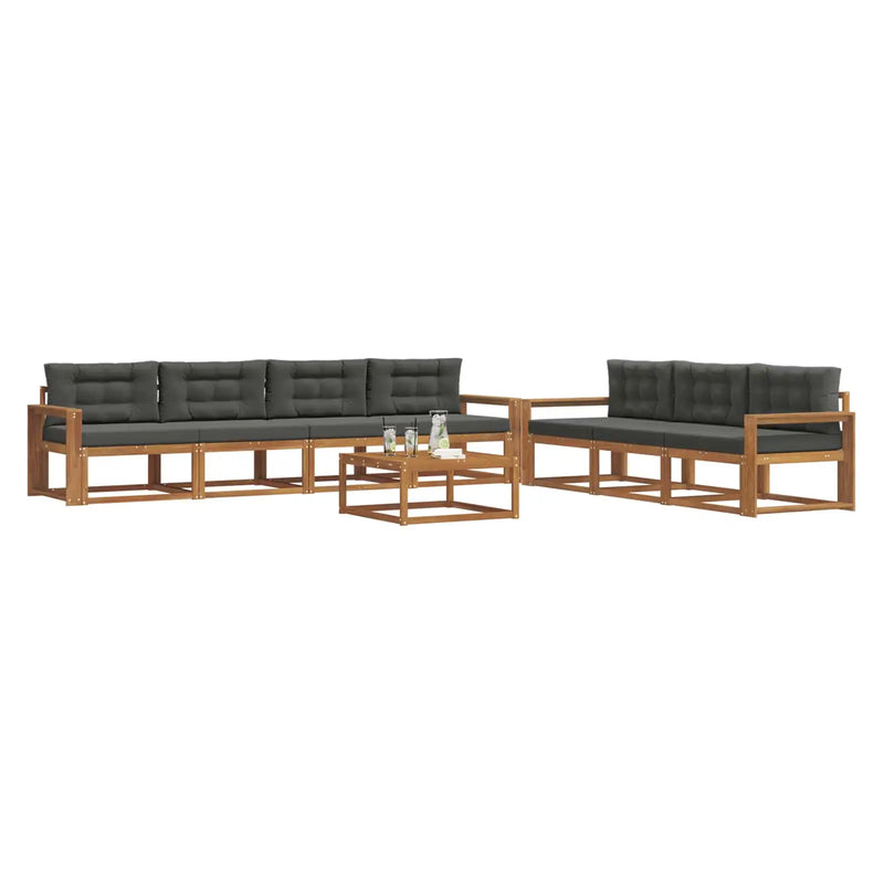 Outdoor Sofa Set with Cushion 8 pcs Natural and Anthracite