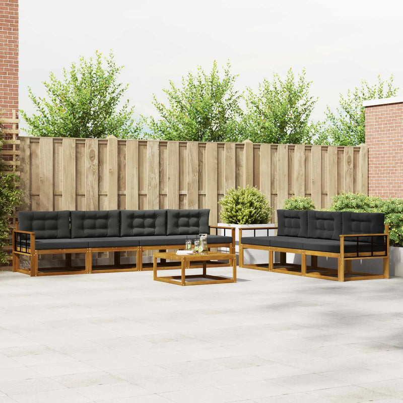 Outdoor Sofa Set with Cushion 8 pcs Natural and Anthracite