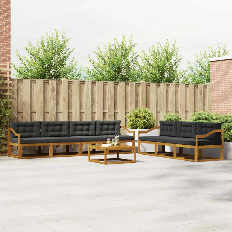 Outdoor Sofa Set with Cushion 8 pcs Natural and Anthracite