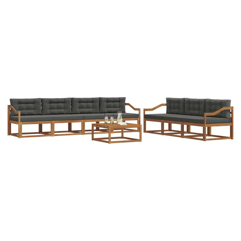 Outdoor Sofa Set with Cushion 8 pcs Natural and Anthracite