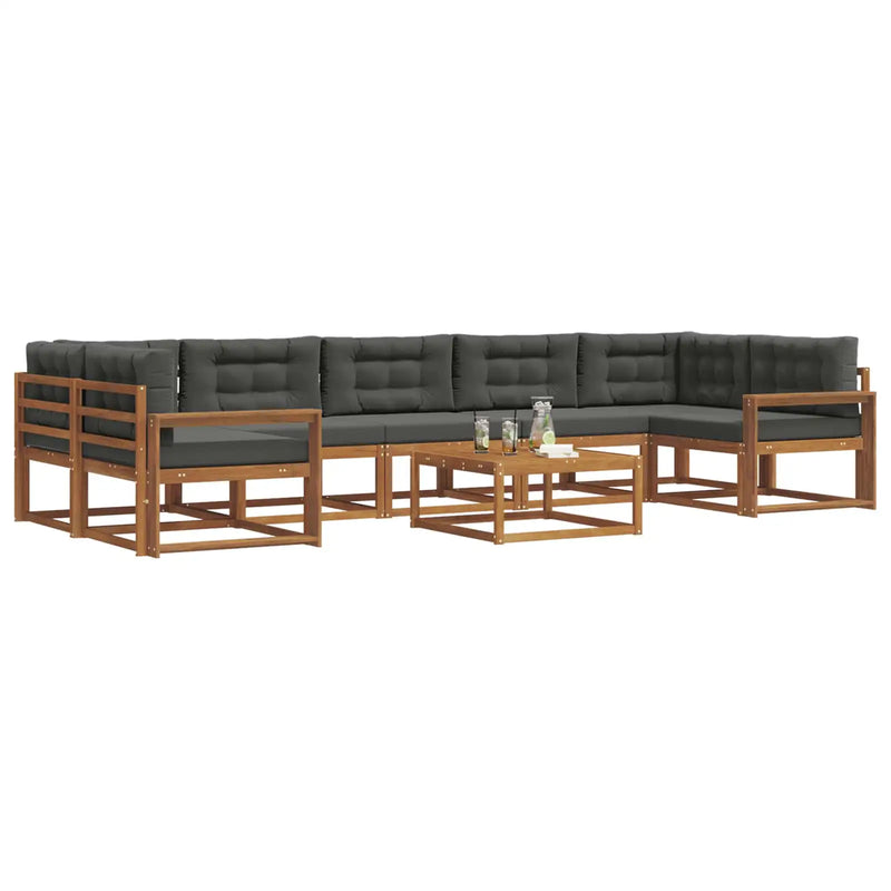 Outdoor Sofa Set with Cushion 8 pcs Natural and Anthracite
