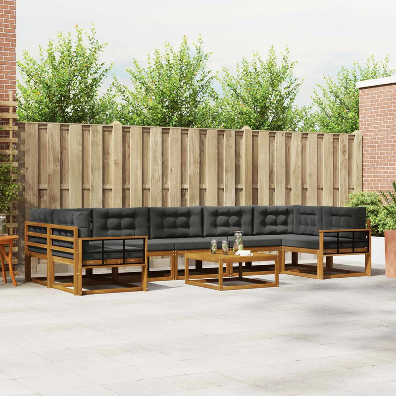 Outdoor Sofa Set with Cushion 8 pcs Natural and Anthracite