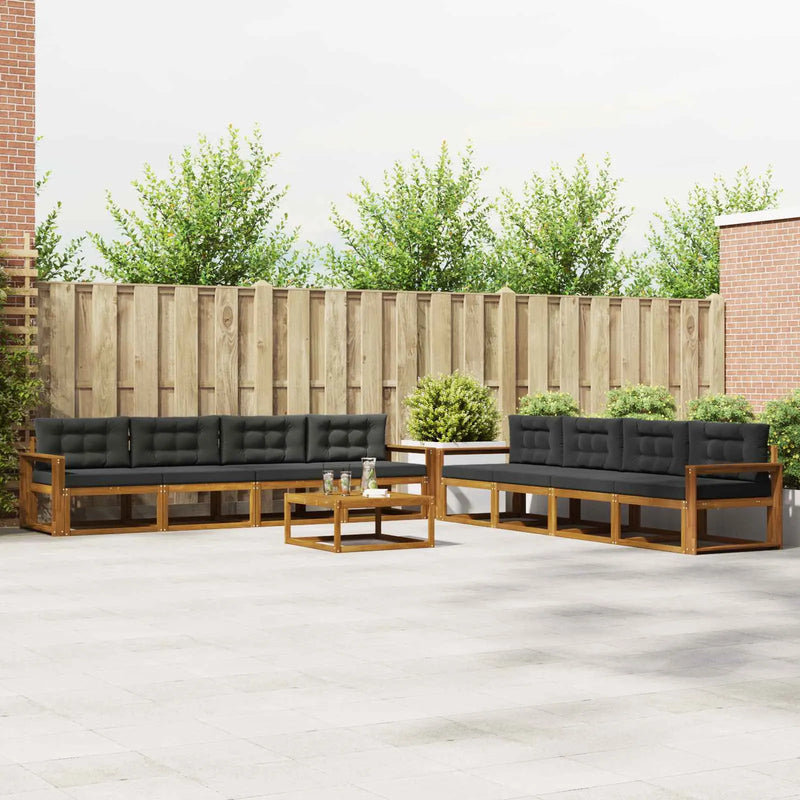 Outdoor Sofa Set with Cushion 9 pcs Natural and Anthracite