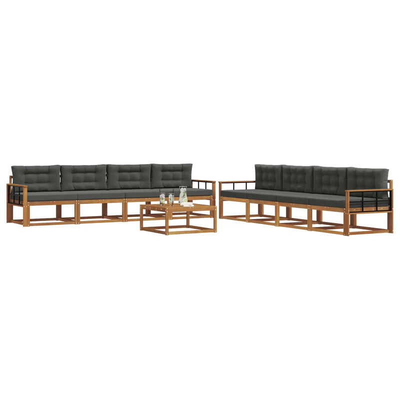 Outdoor Sofa Set with Cushion 9 pcs Natural and Anthracite