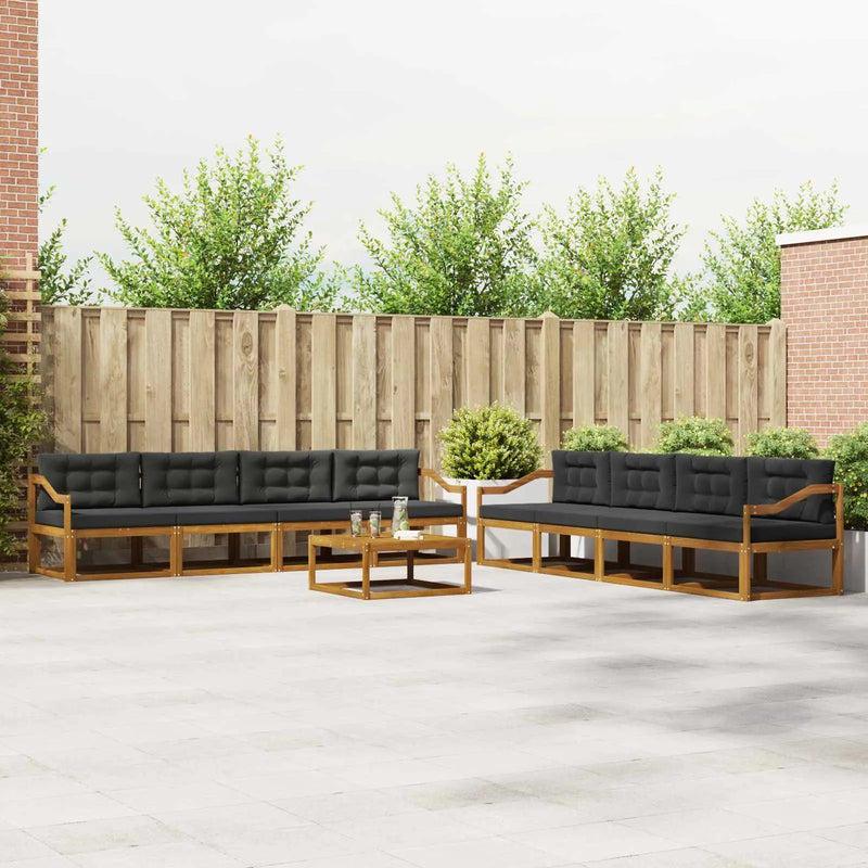 Outdoor Sofa Set with Cushion 9 pcs Natural and Anthracite