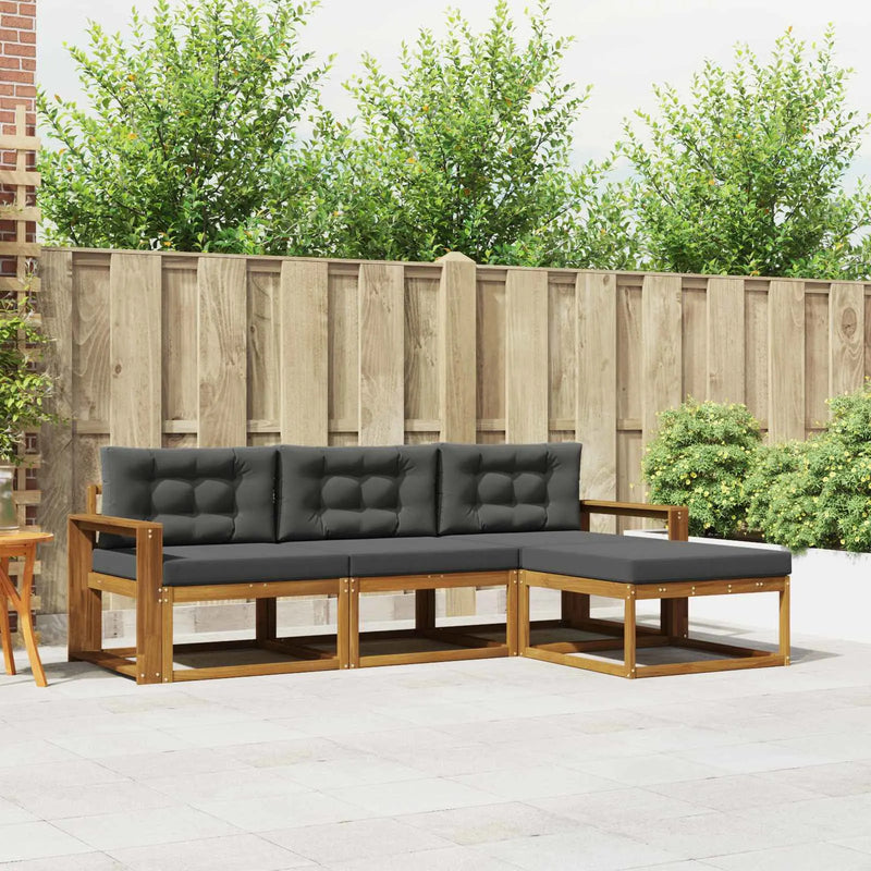 Outdoor Sofa Set with Cushion 4 pcs Natural and Anthracite