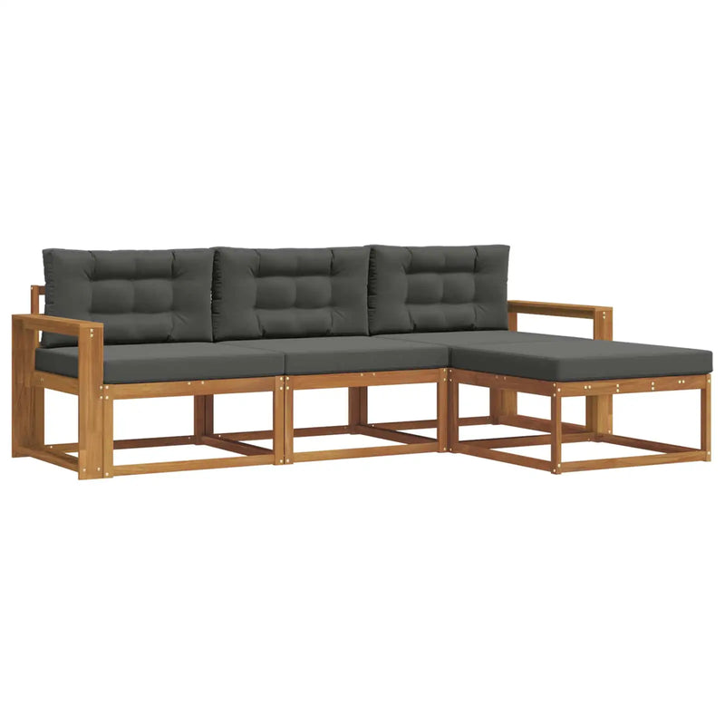 Outdoor Sofa Set with Cushion 4 pcs Natural and Anthracite