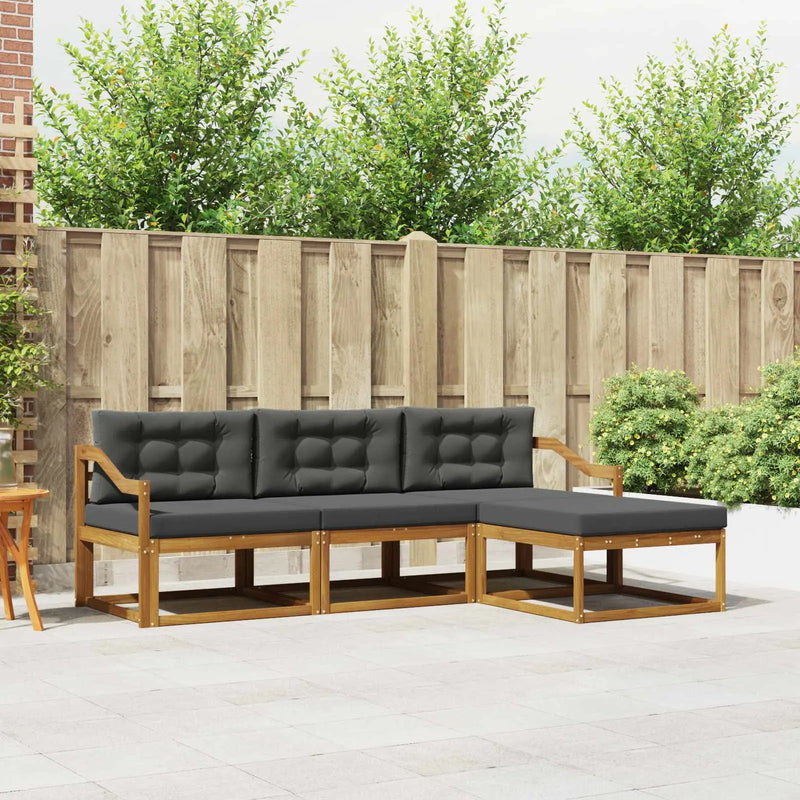 Outdoor Sofa Set with Cushion 4 pcs Natural and Anthracite