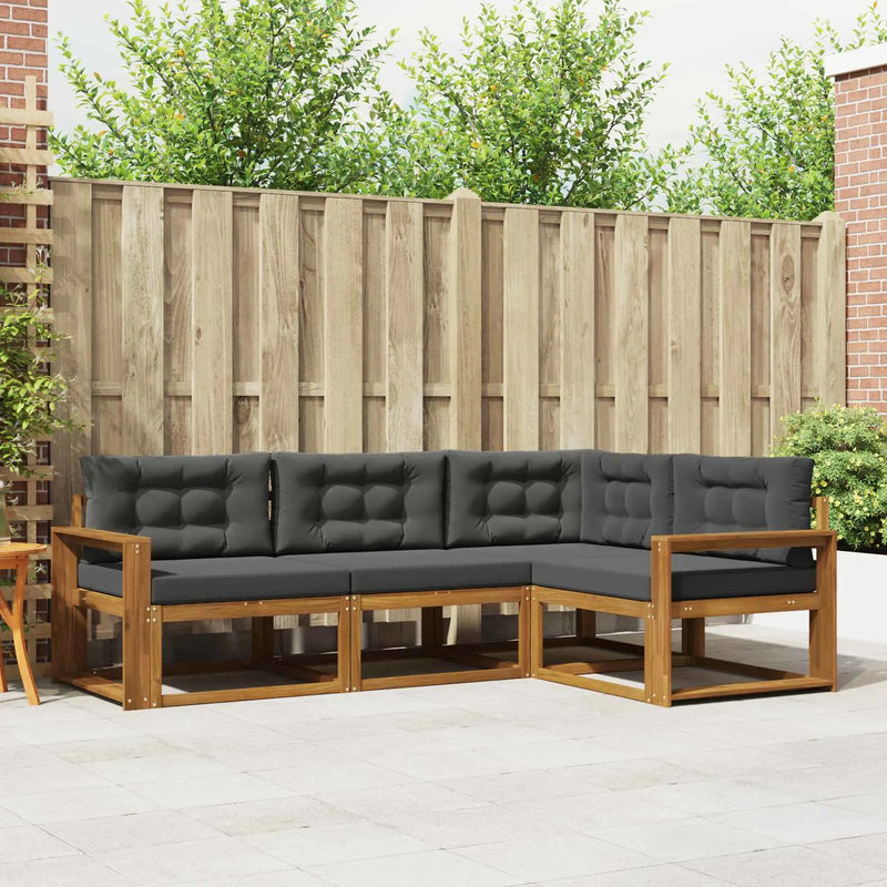 Outdoor Sofa Set with Cushion 4 pcs Natural and Anthracite