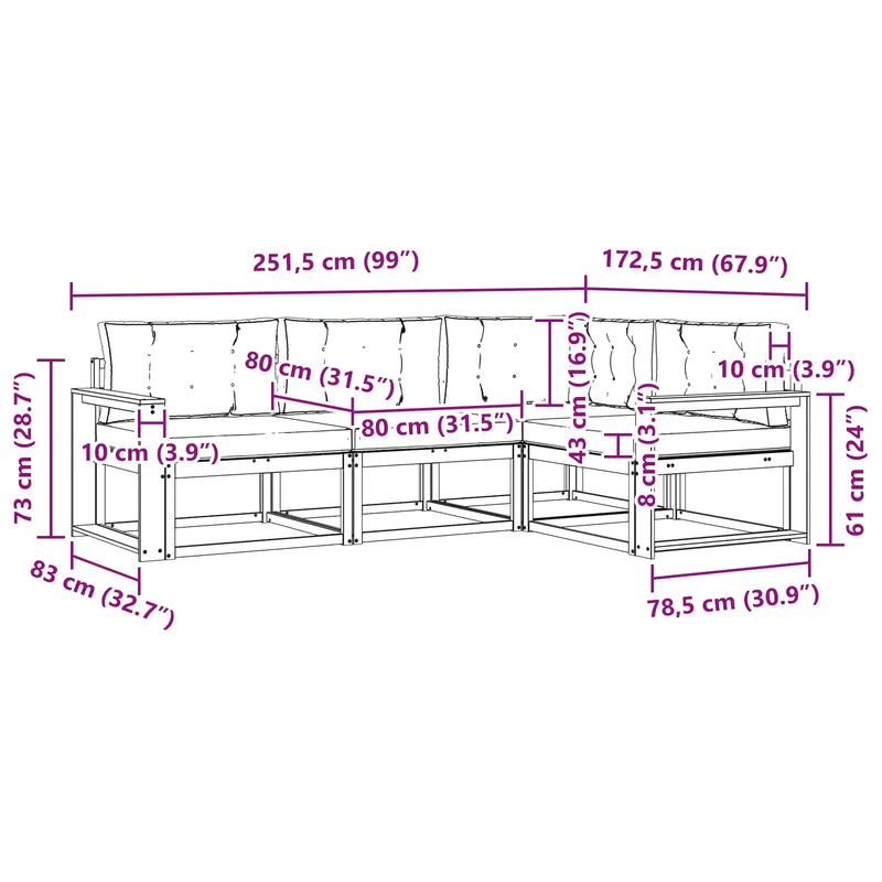 Outdoor Sofa Set with Cushion 4 pcs Natural and Anthracite