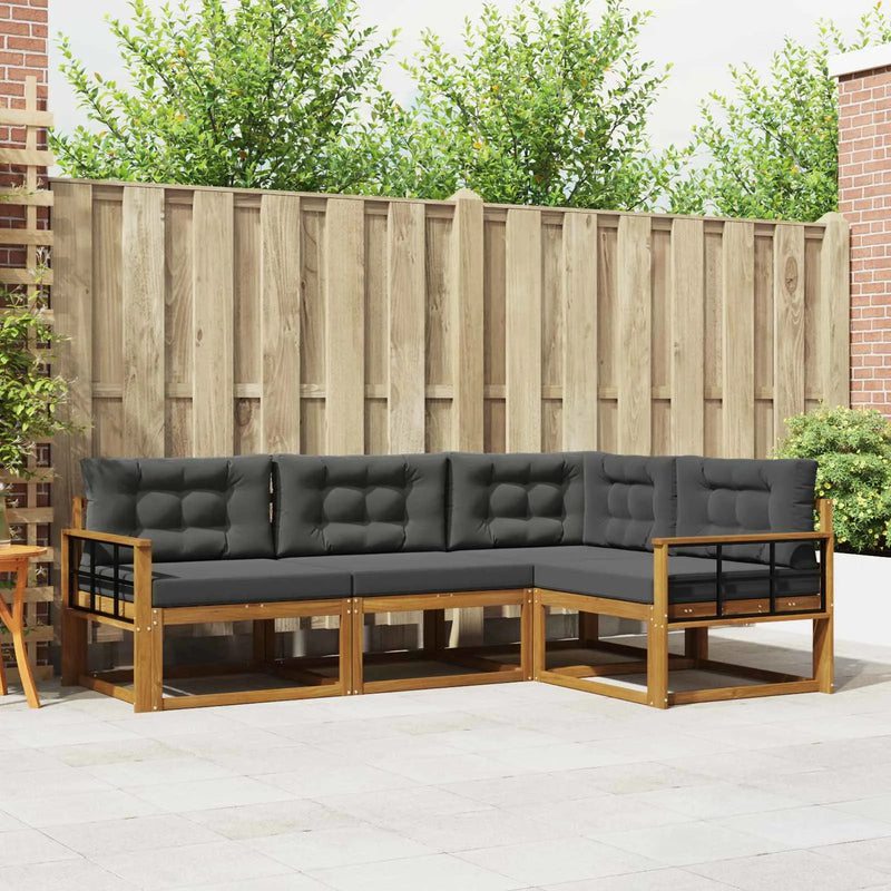 Outdoor Sofa Set with Cushion 4 pcs Natural and Anthracite