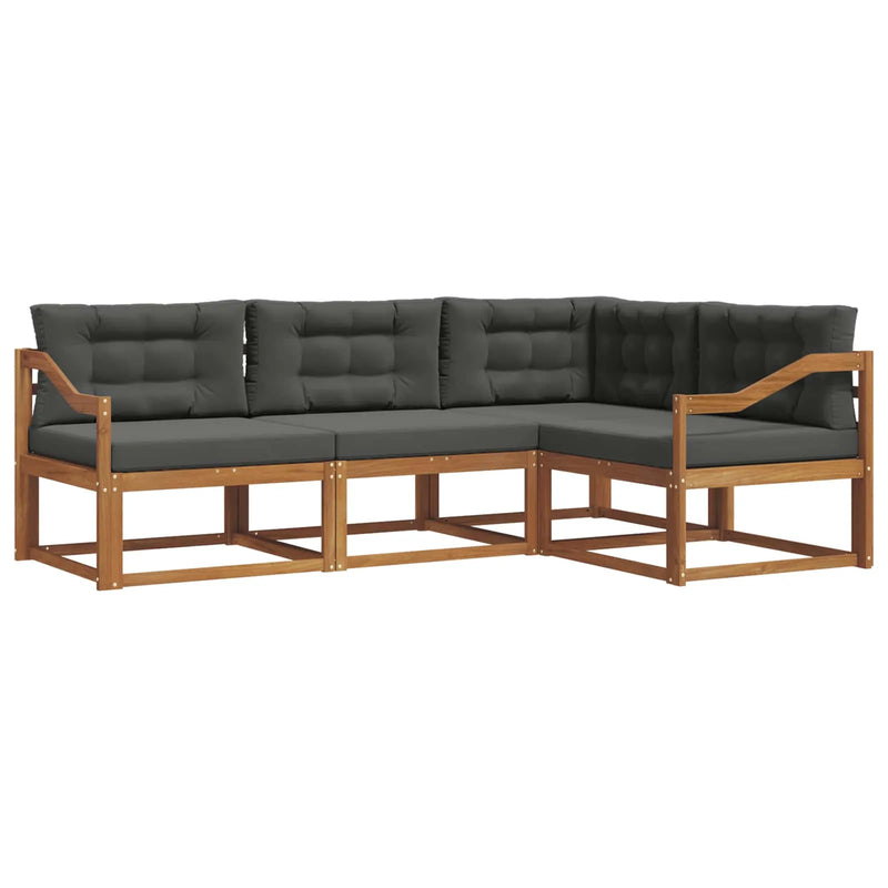 Outdoor Sofa Set with Cushion 4 pcs Natural and Anthracite