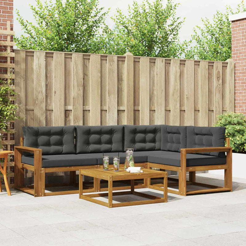 Outdoor Sofa Set with Cushion 5 pcs Natural and Anthracite