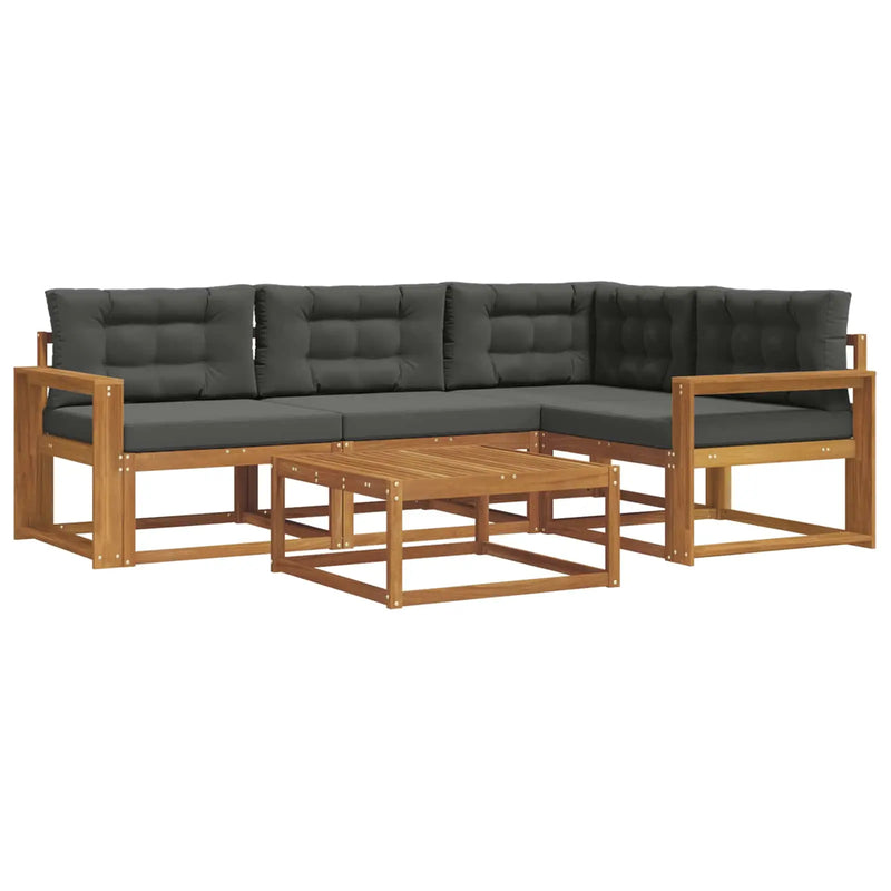Outdoor Sofa Set with Cushion 5 pcs Natural and Anthracite