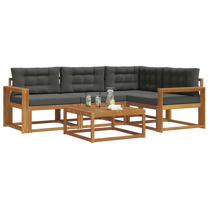 Outdoor Sofa Set with Cushion 5 pcs Natural and Anthracite